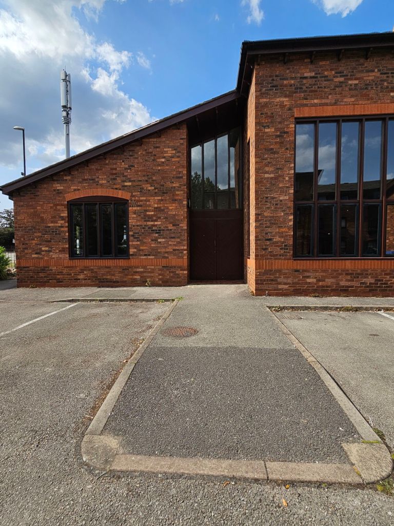 Hall entrance showing ramp from car park